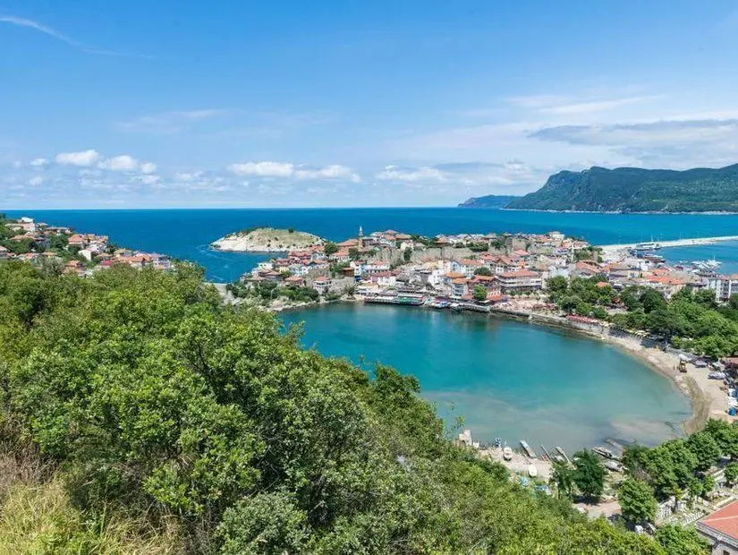 Amasra havadan sahilin görünümü