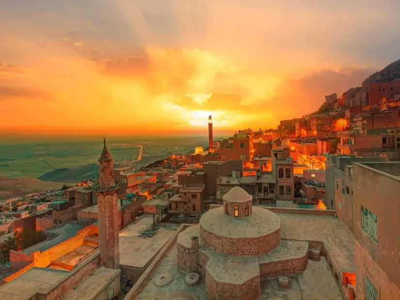 Mardin bulunan evler havadan görünümü