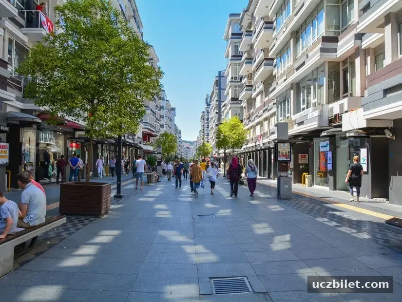 Çiftlik caddesinde dolaşan insanlar