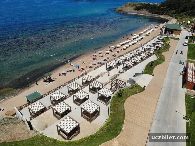 Elmasburnu kadınlar plajı havadan görünümü