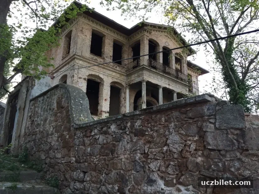 istanbul büyükada'da bir taş bina (taş okul) görünümü