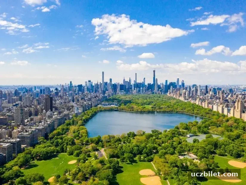 New York'taki Central parkın havadan görünümü