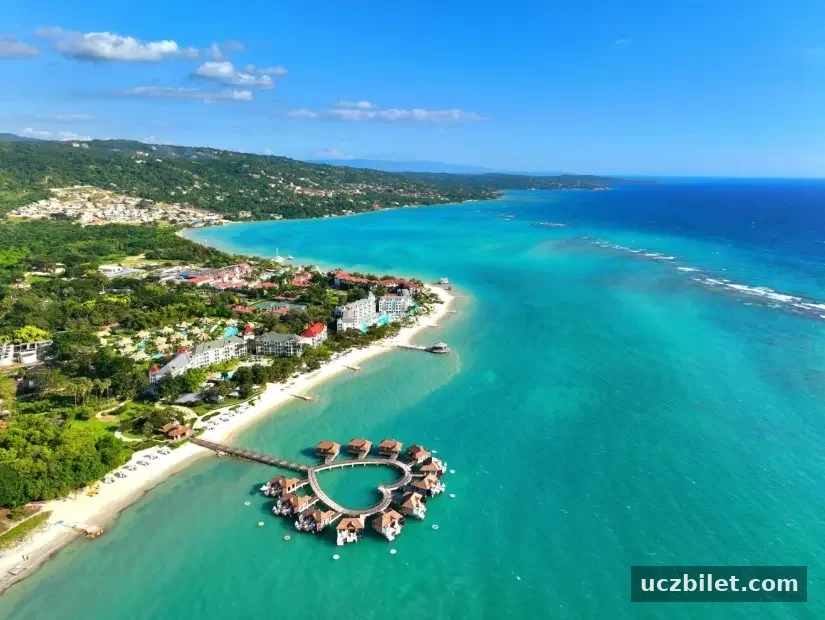 Sandalet South Coast Hotel'den St. Elizabeth kıyı şeridinin havadan görünümü