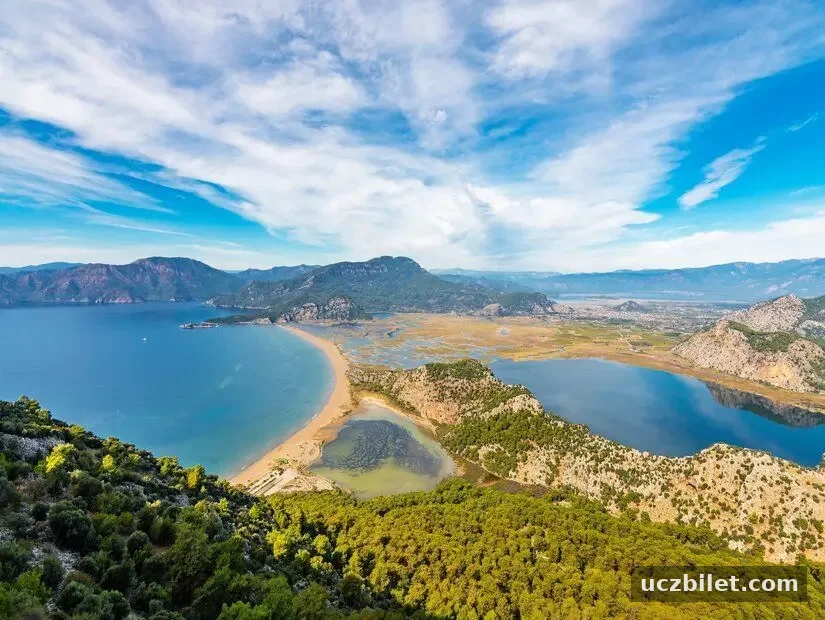 tepeden iztuzu plajı,dalyan deltası,sülüngür gölü